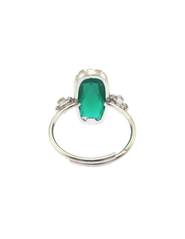 MRio Classic Anillo Ajustable Plata Piedra Verde