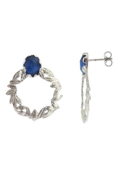 MRIO Pendientes Clásicos Corona Plata Piedra Beige