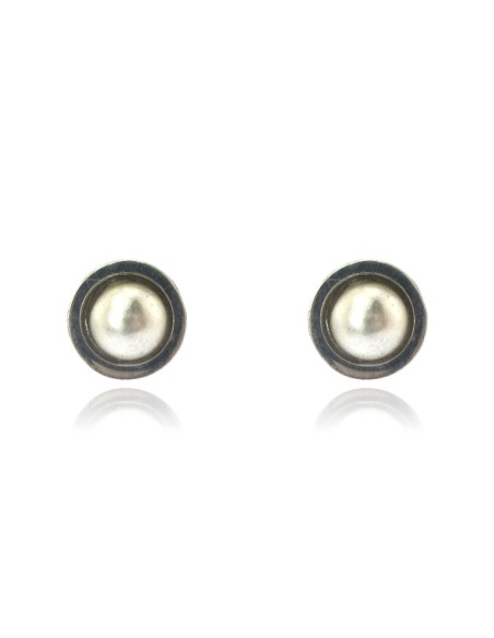 MRIO Pendientes clásicos de perlas plateadas