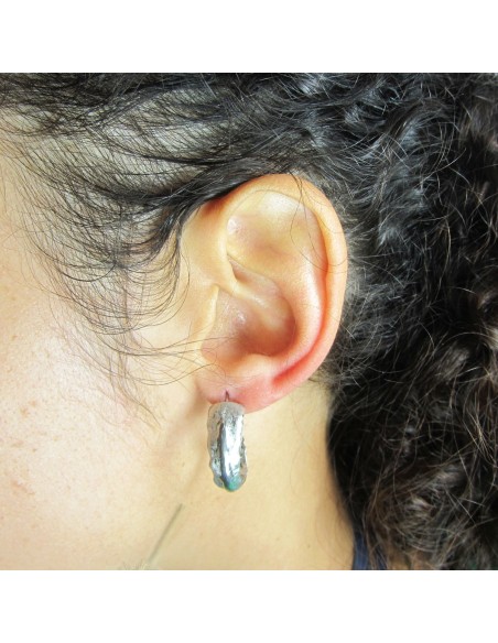 MRIO Pendientes Clásicos Plata Hoja Curvada