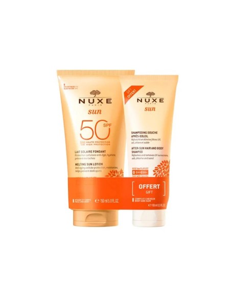 Nuxe Pack Sun Melting Sun Lotion SPF50 150ml and After-Sun Hair and Body Shampoo 100ml