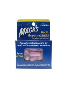Tapones para los oídos Macks Foam Noise Slim Fit 5 Pares