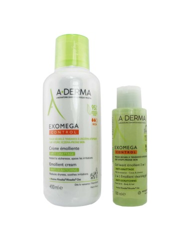A-Derma Pack Exomega Control Crema 400ml y Gel Limpiador 100ml