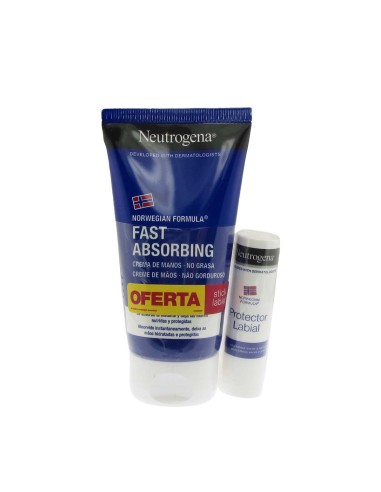 Neutrogena Pack Crema de Manos de Absorción Rápida 75ml y Stick Labial 5g