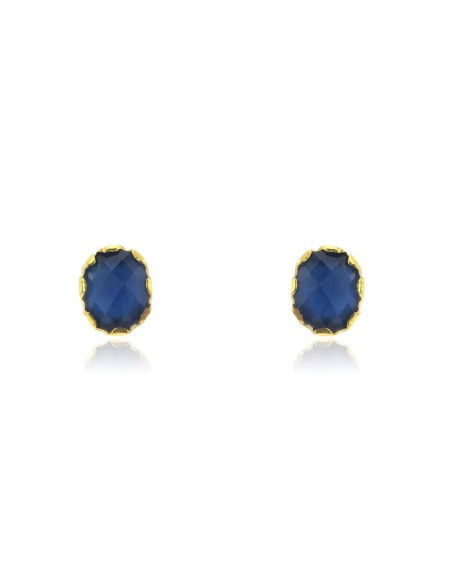 MRIO Pendientes Clásicos Plata Oro Piedra Azul