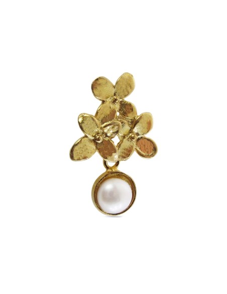 MRIO Pendientes Inca Pearl Silver Wavy Leaf