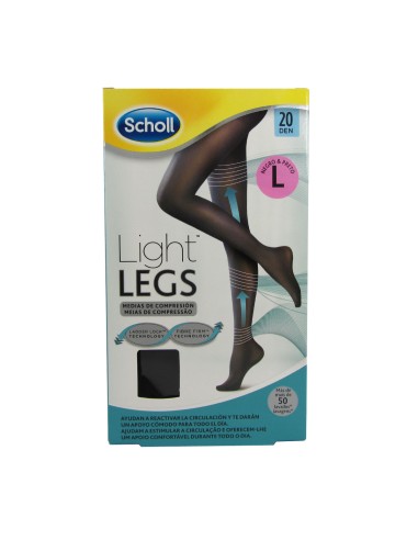 Scholl Light Legs Medias de compresión 20Den Negro Large