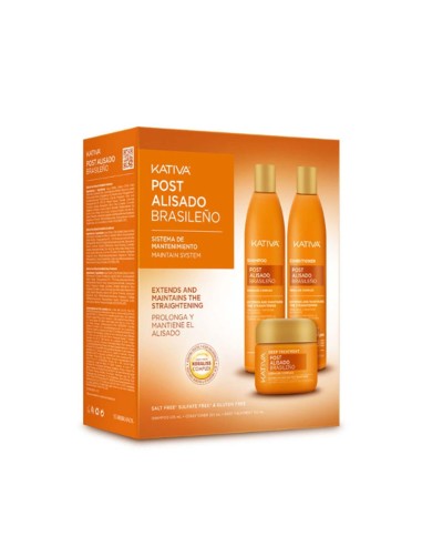 Kativa Kit Post Alisado Brasileño Champú, Acondicionador y Tratamiento Reparador Intensivo