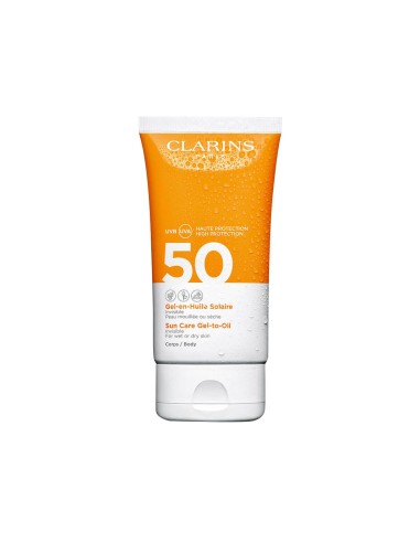 Gel Clarins en Aceite Solar Transparente SPF50 Cuerpo 150ml