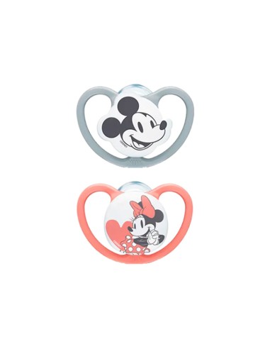 NUK Space Mickey Chupete de silicona para niñas 18-36M x2