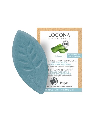 Logona Limpiador Facial Sólido con Aloe Vera y Ácido Hialurónico Natural 60g