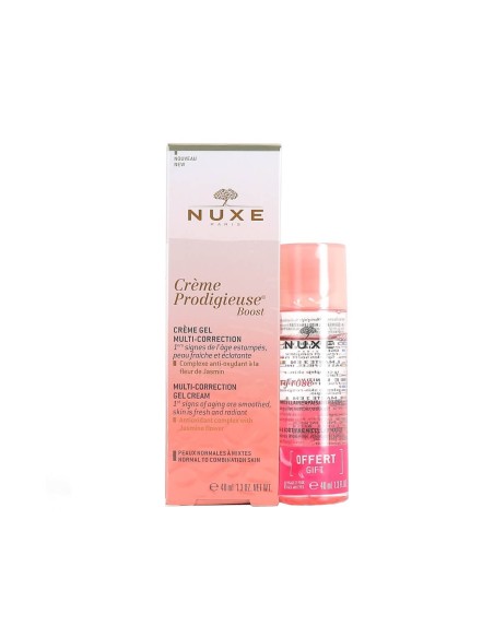 Paquete de Nuxe Crème Prodigieuse Boost Cream Gel Multicoral 40ml + My Rose Water Micelar Calming 3 en 1 40ml