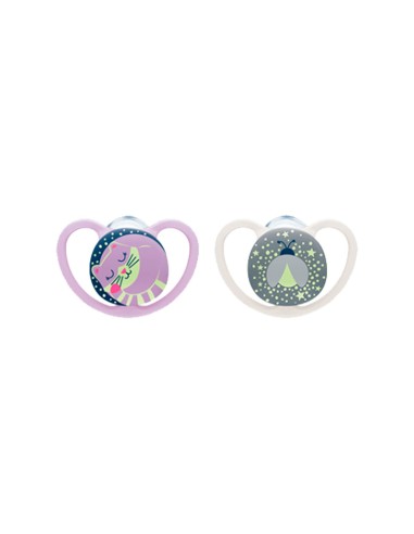 Chupete de silicona NUK Space Night 18-36M x2
