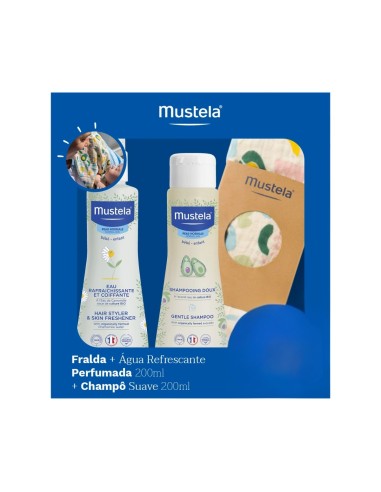 Mustela Kit Mustela Agua Refrescante Perfumada 200ml + Mustela Champú Suave 200ml + Oferta Pañal de Tela
