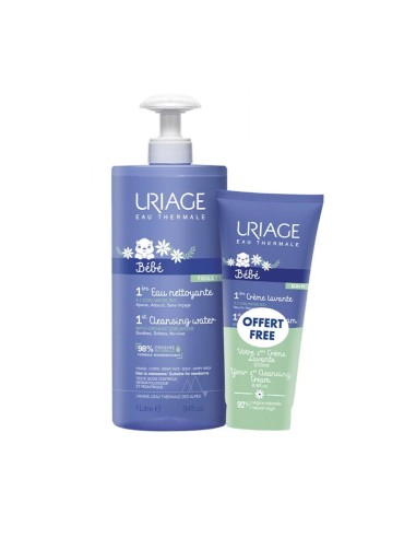 Uriage Pack Bébé 1ª Agua Limpiadora 1000ml y 1ª Crema Limpiadora 200ml