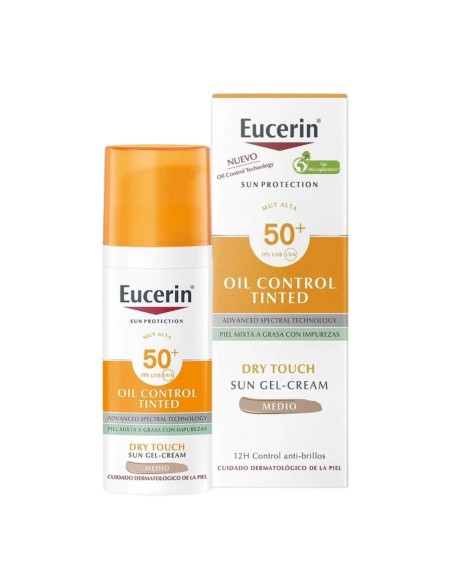 Eucerin Sun Oil Control Gel-Crema Tintado Toque Seco Medio SPF50+ 50ml