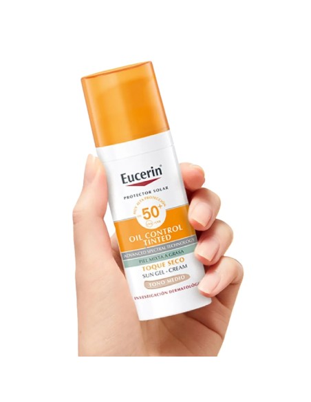 Eucerin Sun Oil Control Gel-Crema Tintado Toque Seco Medio SPF50+ 50ml