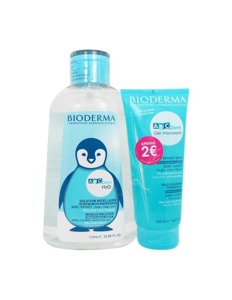 Bioderma Abcderm Pack H2O Solución micelar 1L + Gel Mousse limpiador 200ml