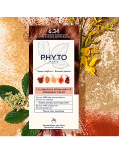 Phyto Color Coloración Permanente con Pigmentos Vegetales 6.34 Rubio Oscuro Acobrado Intenso 2