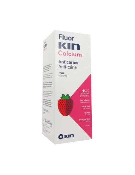 Kin Flúor Calcio Colutorio Sabor Fresa 500ml