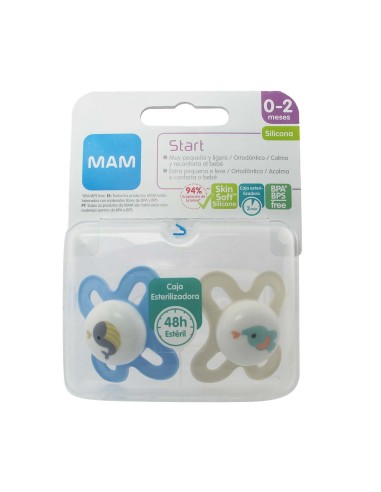 Mam Start Chupete Silicona 0-2m Azul 2 Unidades