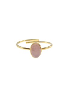 M Rio Classic Anillo Ajustable Piedra Rosa Oval Plata Dorada