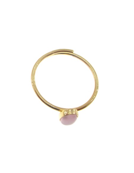 M Rio Classic Anillo Ajustable Piedra Rosa Oval Plata Dorada