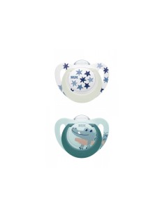 NUK Star Day and Night Chupete de silicona 6-18M x2
