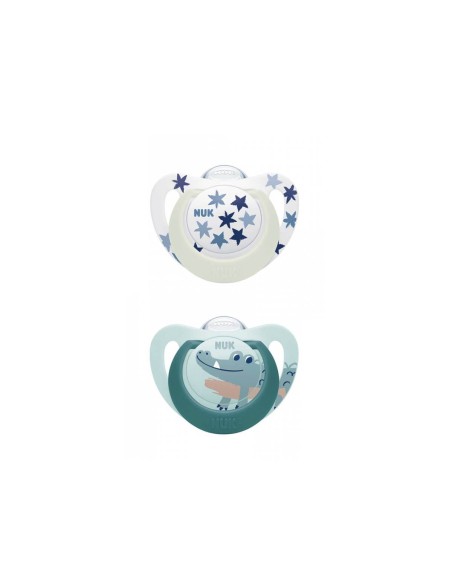 NUK Star Day and Night Chupete de silicona 6-18M x2