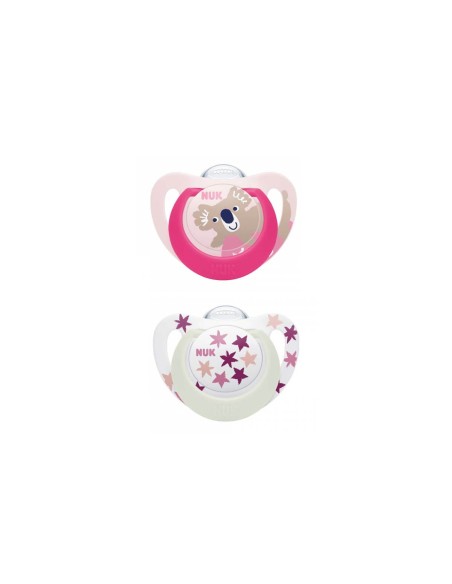 NUK Star Day and Night Chupete de silicona 6-18M x2