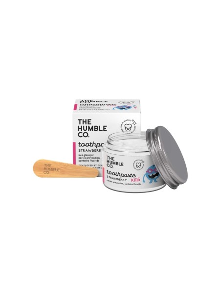 The Humble Co Pasta de Dientes Con Flúor Frasco de Vidrio Infantil Fresa 50ml