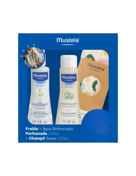 Mustela Kit Mustela Agua Refrescante Perfumada 200ml + Mustela Champú Suave 200ml + Oferta Pañal de Tela