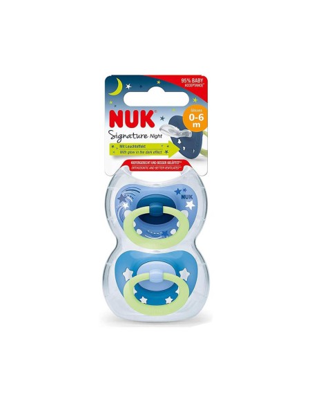 NUK Signature Night Chupete de silicona 0-6m x2