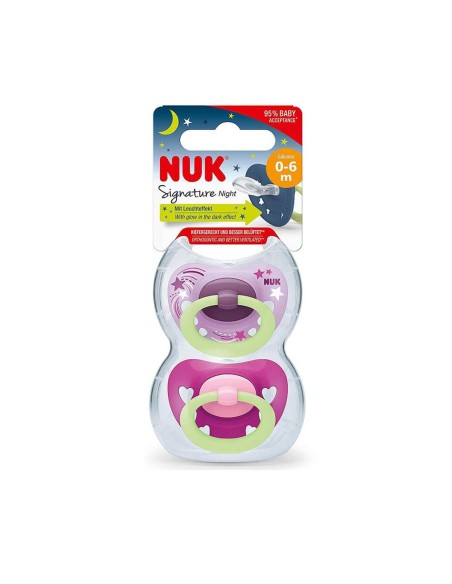 NUK Signature Night Chupete de silicona 0-6m x2