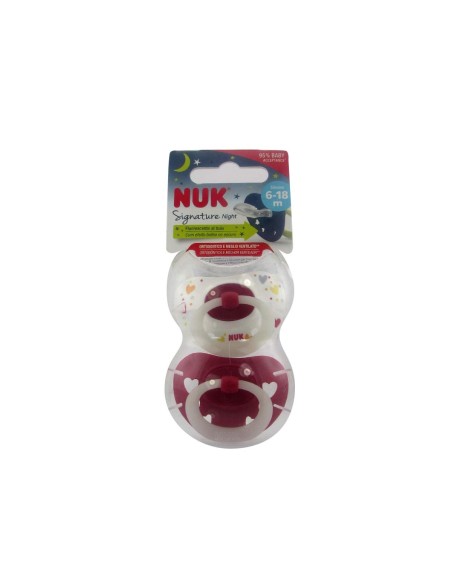 NUK Signature Night Chupete de silicona 6-18m x2