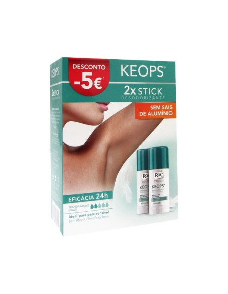 Roc Keops Desodorante Stick Transpiración Suave 2x40ml