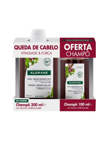 Klorane Pack Champho Quinina Bio 200ml + Champho Quinina Bio 100ml