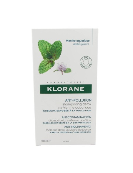 Klorane Champú Agua-Menta para cabellos expuestos a la contaminación 200ml