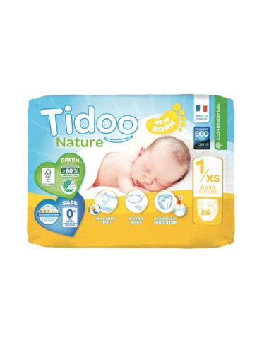 Tidoo Pañales para recién nacidos 1XS (2-5Kg) 26pcs