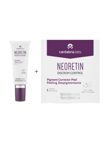 Neoretin Pack Gelcream Pigment Lightener SPF50 40ml and Pigment Corrector Peel 6 discs x 1ml